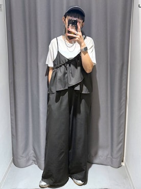 「オーバーサイズ」｜「アイテム（つなぎ/オールインワン）」を使った、chinatsuさん（レディース・162cm）の夏コーディネート