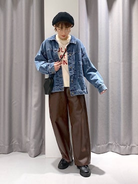 「LAKOLE（ラコレ）のアイテム（デニムジャケット）」を使った、chinatsuさん（レディース・161cm）の秋コーディネート