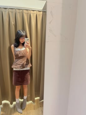 「second streetのアイテム（タンクトップ、ブラウン系）」を使った、peko0718さん（レディース・163cm）の夏コーディネート