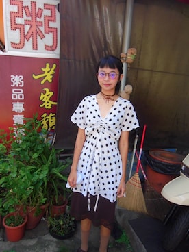 「second streetのアイテム（ワンピース、ホワイト系）」を使った、peko0718さん（レディース・163cm）の夏コーディネート