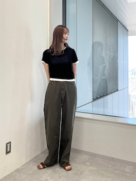 「BAYFLOW（ベイフロー）の【知久友里恵さんコラボ】アクセチャームセットTシャツ（Tシャツ/カットソー、ホワイト系）」を使った、Haruneさん（レディース）の夏コーディネート