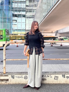 「BAYFLOW（ベイフロー）のフレフィットパンプス（パンプス、ブラウン系）」を使った、Haruneさん（レディース）の夏コーディネート