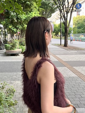 「アイテム（ベスト、レッド系）」を使った、Haruneさん（レディース・165cm）の夏コーディネート