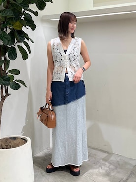 「BAYFLOW（ベイフロー）のスライドクレセントネックレス（ネックレス）」を使った、Haruneさん（レディース・167cm・30代）の夏コーディネート