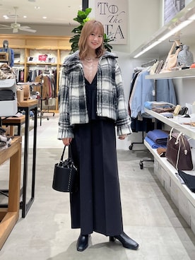 「アイテム（つなぎ/オールインワン）」を使った、Haruneさん（レディース・167cm）の冬コーディネート