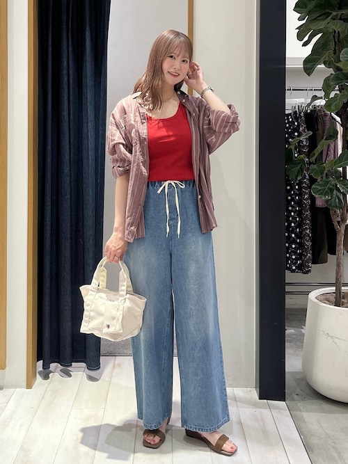 WEB限定/本格見えなのに楽ちん]デニムイージーパンツ（デニムパンツ