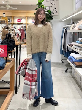 「アイテム（ストール/ショール）」を使った、Haruneさん（レディース・167cm・30代）の冬コーディネート