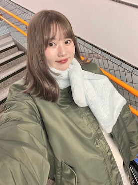 「きれいめ」｜「アイテム（MA-1）」を使った、Haruneさん（レディース・167cm）の冬コーディネート