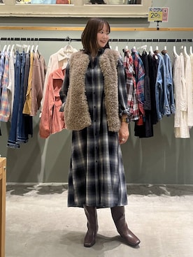 「アイテム（シャツワンピース）」を使った、Haruneさん（レディース・167cm）の秋コーディネート
