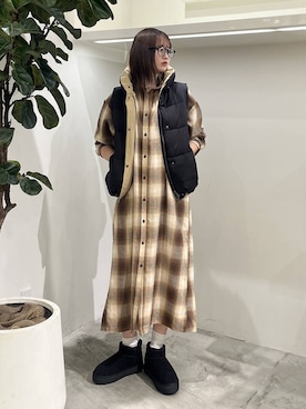「アイテム（シャツワンピース）」を使った、Haruneさん（レディース・167cm）の秋コーディネート