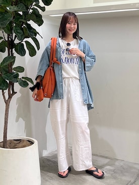 「アイテム（サングラス、イエロー系）」を使った、Haruneさん（レディース・167cm）の夏コーディネート