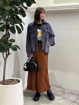 「アイテム（ボストンバッグ）」を使った、Haruneさん（レディース・167cm）の秋コーディネート