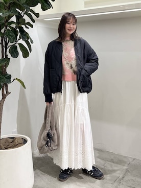 「アイテム（ブルゾン）」を使った、Haruneさん（レディース・167cm）の秋コーディネート