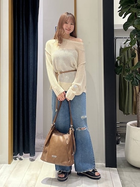 「BAYFLOW（ベイフロー）のアイテム（パンツ）」を使った、Haruneさん（レディース・167cm）の春コーディネート