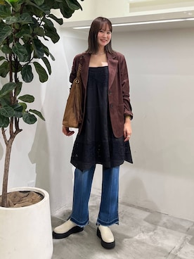 「BAYFLOW（ベイフロー）のアイテム（ワンピース）」を使った、Haruneさん（レディース・167cm）の秋コーディネート