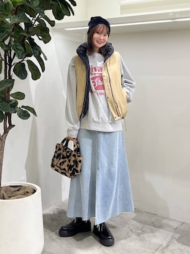 「BAYFLOW（ベイフロー）のレオパードボアロゴトートS（トートバッグ）」を使った、Haruneさん（レディース・167cm）の秋コーディネート