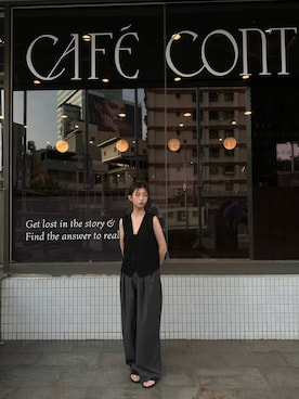 「ZARA（ザラ）のアイテム（ノーカラージャケット）」を使った、Tingさん（レディース・173cm）の秋コーディネート