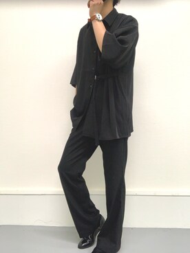 「UNLILLのアイテム（パンツ、ブラック系）」を使った、y u k i.さん（メンズ・177cm）の夏コーディネート