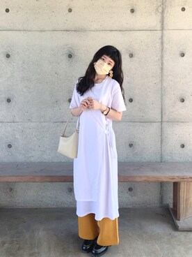 「日常」｜「アイテム（チノパンツ）」を使った、Annie さん（レディース・158cm）の秋コーディネート