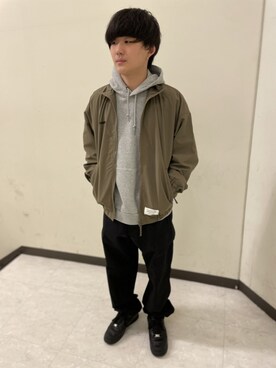 「AVIREX（アヴィレックス）のアイテム（ナイロンジャケット）」を使った、ひっしーさん（メンズ・170cm）の冬コーディネート