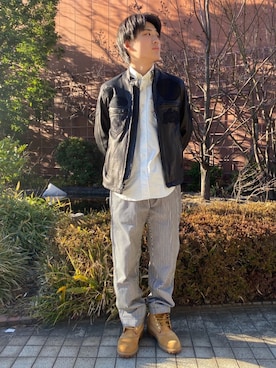 「アイテム（チノパンツ、その他）」を使った、ひっしーさん（メンズ・170cm）の冬コーディネート