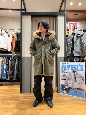 「冬」｜「アイテム（モッズコート）」を使った、ひっしーさん（メンズ・170cm）の秋コーディネート
