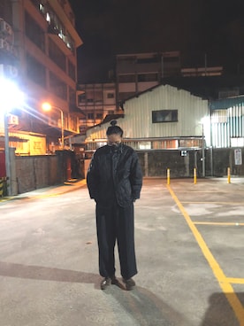 「UNIQLO U」｜「アイテム（ミリタリージャケット）」を使った、fokloh さん（メンズ・183cm）の冬コーディネート