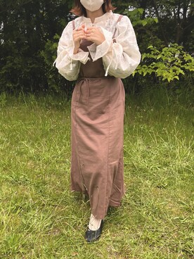 「JUNOAH（ジュノア）のアイテム（サロペット/オーバーオール）」を使った、𝘮𝘪𝘶さん（レディース・156cm）の夏コーディネート