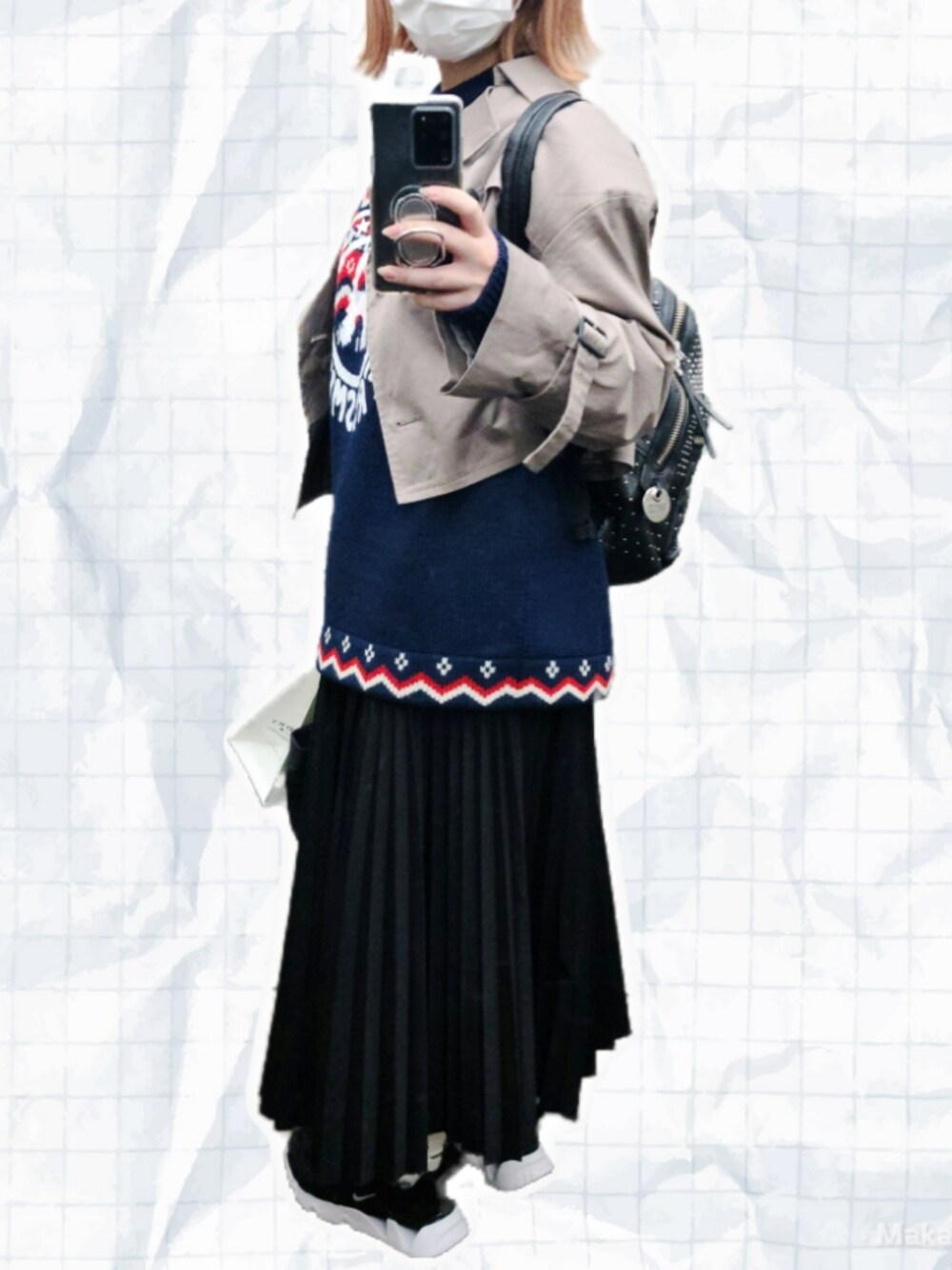 「秋服、歩きやすい、ロック」｜「JUNYA WATANABE COMME des GARCONSのアイテム（ニット/セーター、ブルー系）」を使った、᯽𝔸𝕐𝔸𝕄𝔸ℝ𝕌᯽さん（レディース・157cm）の秋コーディネートの1枚目の写真