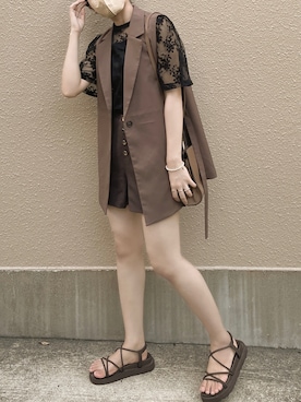 「オーガンジー」｜「アイテム（その他）」を使った、mogさん（レディース・163cm）の夏コーディネート