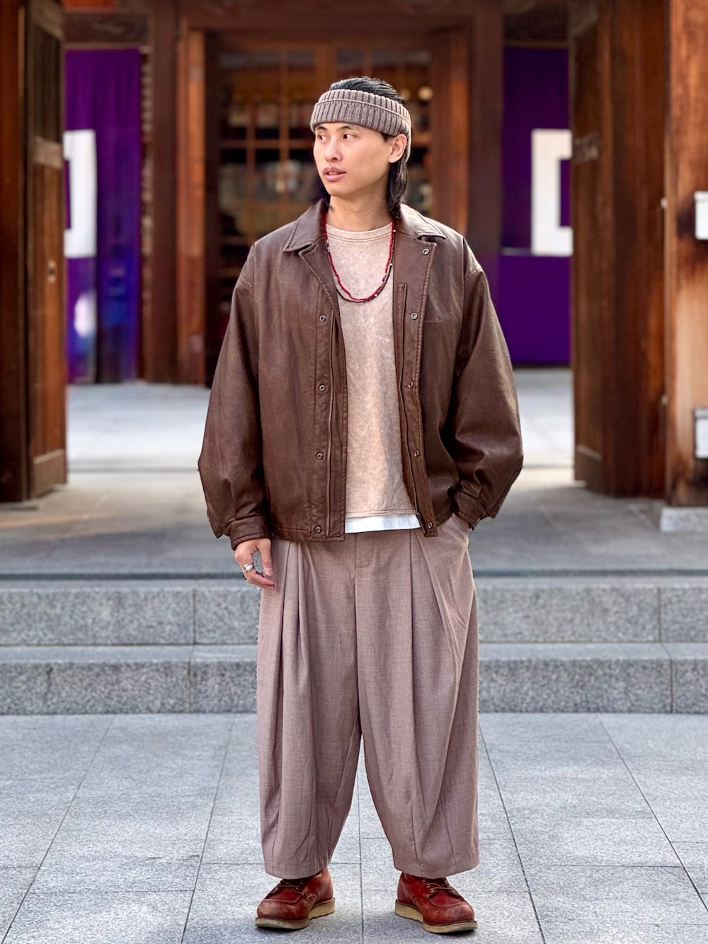 「ootd、outfit、dailylook、streetstyle、今日のコーデ、今日の服、古着MIX、冬コーデ」｜「JOURNAL STANDARDのアイテム（Tシャツ/カットソー、ベージュ系）」を使った、kb8526さん（メンズ・173cm）の春コーディネートの1枚目の写真