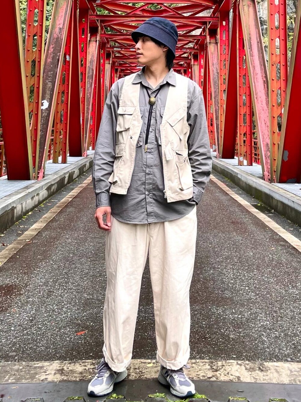「ootd、outfit、daily look、streetstyle、今日のコーデ、今日の服、春コーデ、古着MIX」｜「THE FACTORY MADEのアイテム（帽子、ブルー系）」を使った、kb8526さん（メンズ・173cm）の夏コーディネートの1枚目の写真