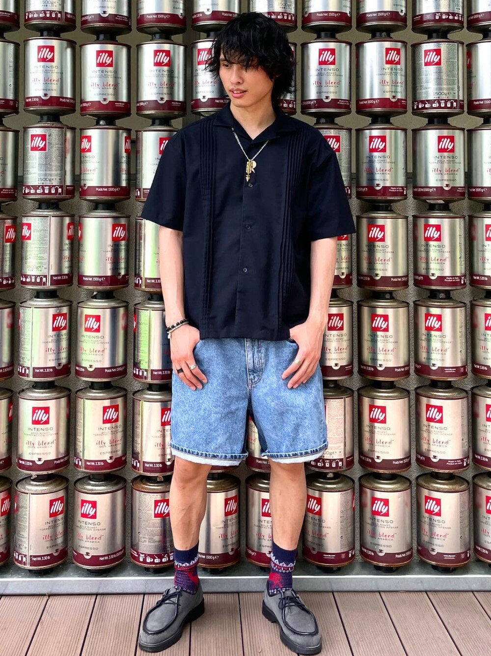 「ootd、outfit、streetstyle、daily look、今日のコーデ、今日の服、夏コーデ、古着MIX」｜「SENSE OF PLACE by URBAN RESEARCHのアイテム（トップス、ブラック系）」を使った、kb8526さん（メンズ・173cm）の夏コーディネートの1枚目の写真