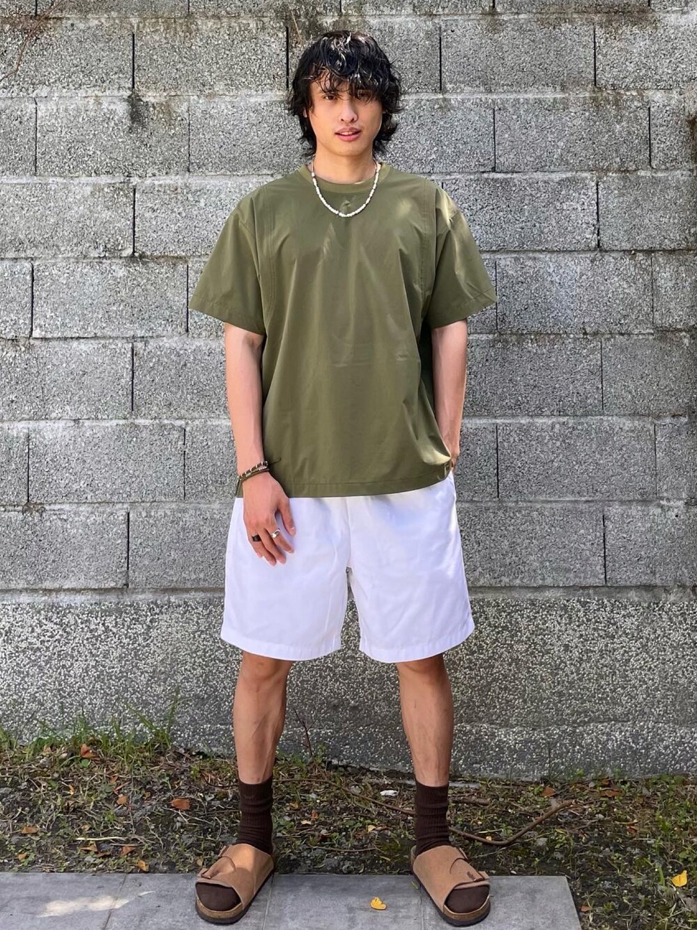 「ootd、outfit、daily look、streetstyle、今日のコーデ、今日の服、夏コーデ、古着MIX」｜「Machismoのアイテム（トップス、グリーン系）」を使った、kb8526さん（メンズ・173cm）の夏コーディネートの1枚目の写真