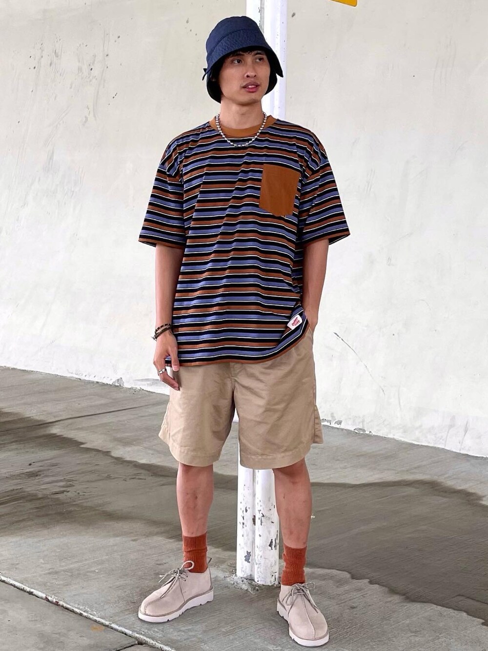 「ootd、outfit、streetstyle、daily look、今日のコーデ、今日の服、夏コーデ、古着MIX」｜「wisdomのアイテム（帽子、ブルー系）」を使った、kb8526さん（メンズ・173cm）の秋コーディネートの1枚目の写真