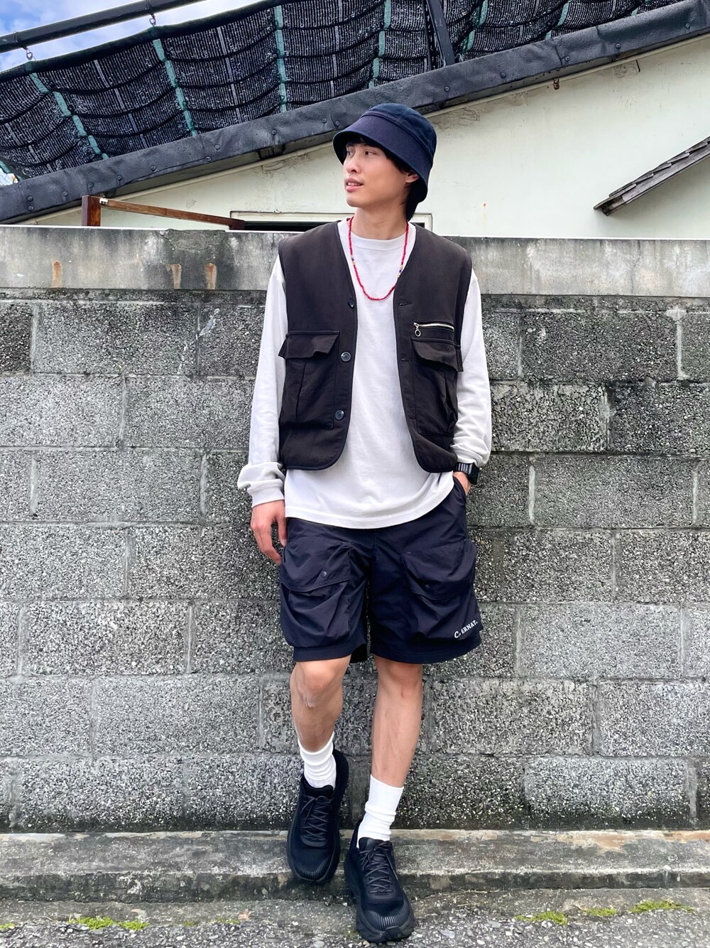 「ootd、outfit、daily look、streetstyle、今日のコーデ、今日の服、古着MIX、春コーデ」｜「THE FACTORY MADEのアイテム（帽子、ブルー系）」を使った、kb8526さん（メンズ・173cm）の春コーディネートの1枚目の写真