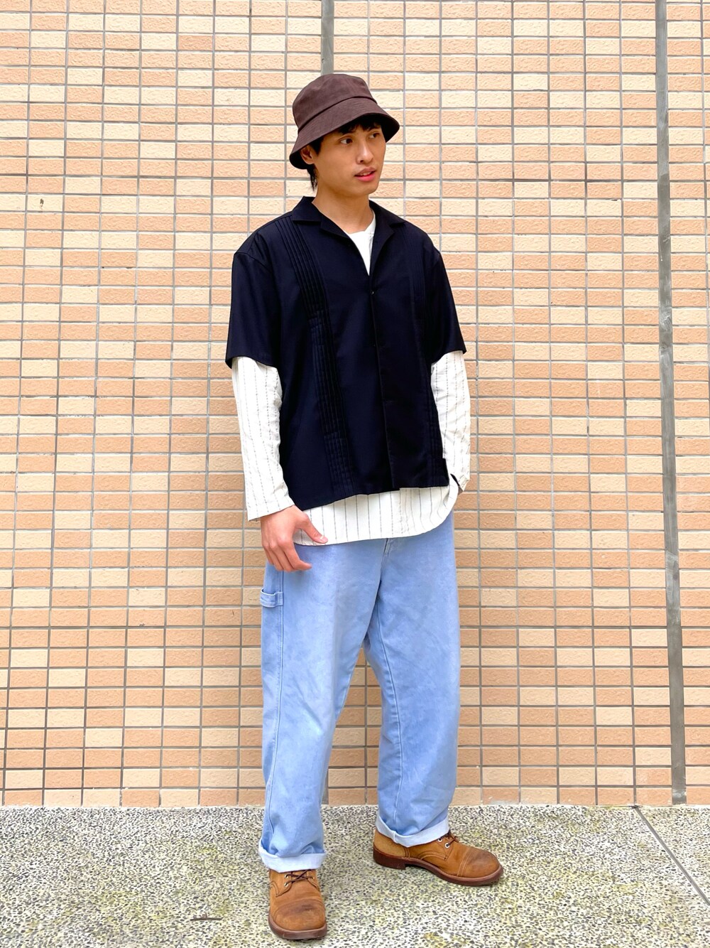 「ootd、daily look、streetstyle、fashion、今日のコーデ、今日の服、春コーデ、古着MIX」｜「SENSE OF PLACE by URBAN RESEARCHのアイテム（シャツ/ブラウス、ブラック系）」を使った、kb8526さん（メンズ・173cm）の春コーディネートの1枚目の写真
