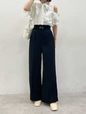 「one after another NICE CLAUP（ワンアフターアナザーナイスクラップ）のストラップ付ミュール（その他シューズ）」を使った、sayapiiさん（レディース・164cm）の夏コーディネート