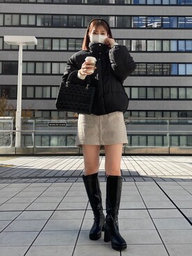 「ショートダウン」｜「アイテム（ブルゾン）」を使った、sayapiiさん（レディース・164cm）の冬コーディネート