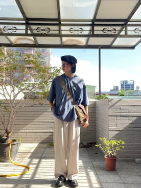 「plain-me（プレインミー）のアイテム（トップス）」を使った、Chein Mingさん（メンズ・168cm）の夏コーディネート