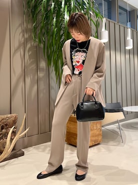 「BEAMS BOY（ビームスボーイ）のアイテム（ノーカラージャケット）」を使った、しばさん（レディース・162cm）の春コーディネート