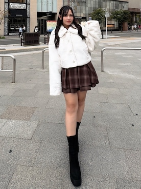 「ファーコート」｜「アイテム（ジャケット/アウター）」を使った、ingni-chiharuさん（レディース・150cm）の秋コーディネート
