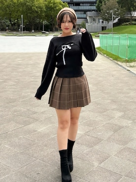 「アイテム（ハンチング/ベレー帽）」を使った、ingni-chiharuさん（骨格ストレート・レディース・150cm）の秋コーディネート