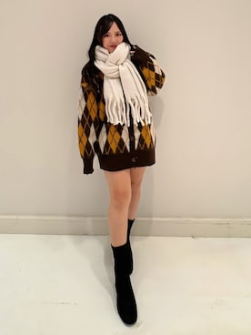 「アイテム（ストール/ショール）」を使った、ingni-chiharuさん（レディース・150cm）の秋コーディネート