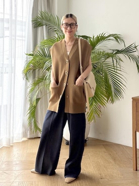 「ADAM ET ROPE'（アダムエロペ）のアイテム（デニムパンツ）」を使った、タナカサヤさん（レディース・157cm）の夏コーディネート
