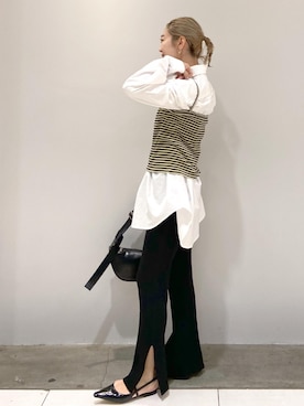 「スリット」｜「アイテム（その他シューズ）」を使った、タナカサヤさん（レディース・157cm）の春コーディネート