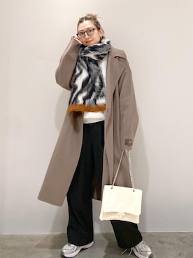 「ADAM ET ROPE'（アダムエロペ）のアイテム（チェスターコート）」を使った、タナカサヤさん（レディース・157cm）の冬コーディネート