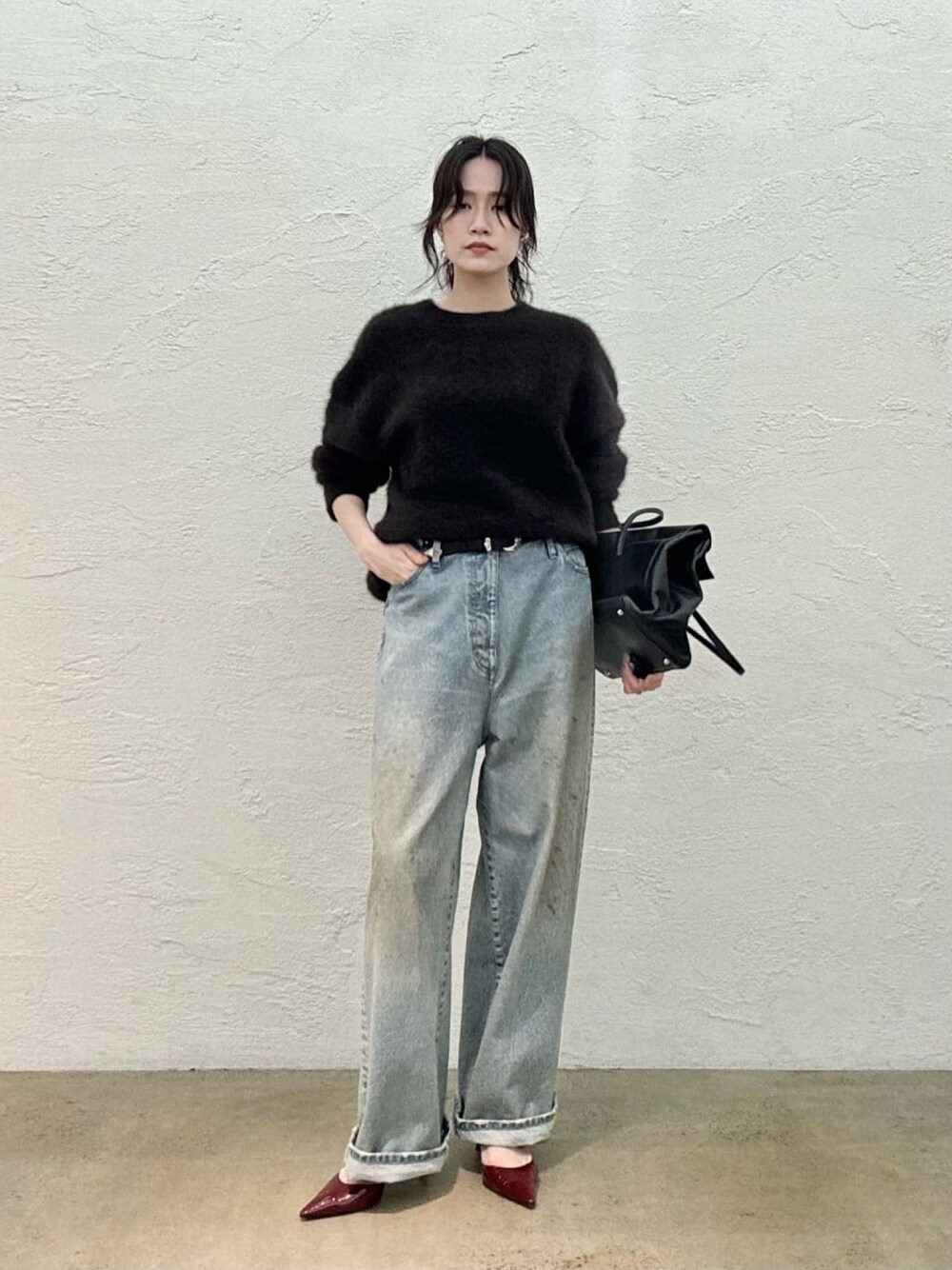 Hoaw. ハァウ フラップ ボストンバッグ スムースレザー オフホワイト Whim Gazette ボストンバッグ 「Hoaw.」フラップボストンバッグ