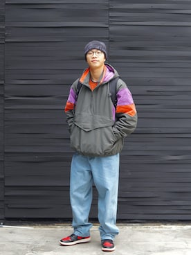「Levi's（リーバイス）のアイテム（ナイロンジャケット）」を使った、yangyang さん（メンズ・181cm）の冬コーディネート