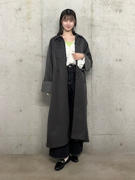 「KBF（ケイビーエフ）のアイテム（ステンカラーコート）」を使った、ゆりさん（レディース・161cm）の春コーディネート